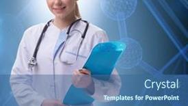  Presentation with telemedicine - Beautiful PPT theme featuring woman-doctor-in-telemedicine-futuristic backdrop and a ocean colored foreground