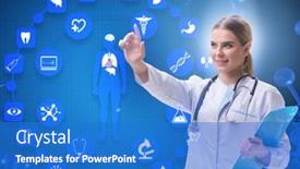  Presentation with futuristic - Audience pleasing PPT theme consisting of woman-doctor-in-telemedicine-futuristic backdrop and a cobalt blue colored foreground