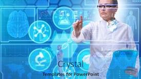  Presentation with telemedicine - Presentation theme with woman-doctor-in-telemedicine-futuristic background and a teal colored foreground