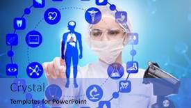  Presentation with telemedicine - Slide set enhanced with woman-doctor-in-telemedicine-futuristic background and a light blue colored foreground