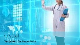  Presentation with futuristic - PPT layouts consisting of woman-doctor-in-telemedicine-futuristic background and a cyan colored foreground