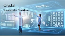  Presentation with telemedicine - Presentation enhanced with woman doctor in telemedicine health background and a light blue colored foreground