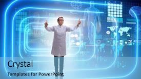  Presentation with mhealth - Presentation theme having woman doctor in telemedicine mhealth background and a  colored foreground