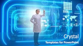  Presentation with mhealth - Beautiful presentation theme featuring woman doctor in telemedicine mhealth backdrop and a  colored foreground