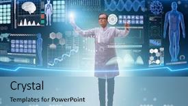  Presentation with mhealth - Theme consisting of woman doctor in telemedicine mhealth background and a  colored foreground