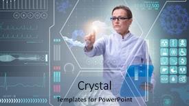  Presentation with mhealth - PPT theme having woman doctor in telemedicine mhealth background and a teal colored foreground