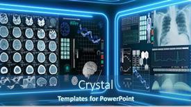  Presentation with telemedicine - Beautiful PPT theme featuring futuristic app interface medical - woman doctor in telemedicine mhealth backdrop and a ocean colored foreground