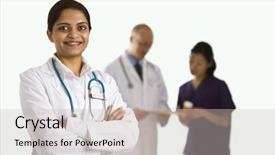  Presentation with indian woman bridal face - Presentation theme consisting of woman doctor standing with medical background and a soft green colored foreground