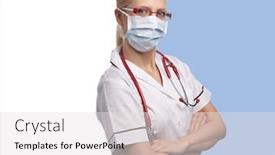  Presentation with anti virus - Cool new PPT layouts with woman-doctor-wearing-medical-anti backdrop and a light gray colored foreground