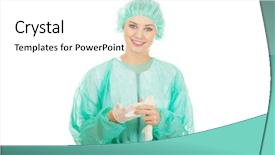  Presentation with medical perspectives - Beautiful PPT layouts featuring woman doctor wearing medical gloves backdrop and a white colored foreground