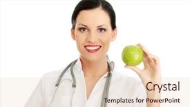  Presentation with children and healthy eating - Cool new presentation theme with woman doctor with a green backdrop and a lemonade colored foreground