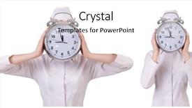  Presentation with clock - Slides consisting of woman doctor with big clock background and a  colored foreground