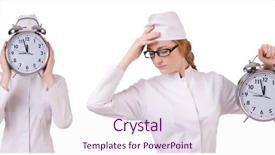  Presentation with clock - Cool new presentation theme with woman doctor with big clock backdrop and a  colored foreground