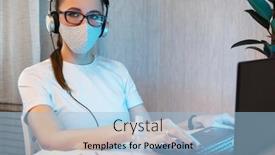  Presentation with spray - Colorful slide deck enhanced with woman-doctor-working-in-rotective backdrop and a light blue colored foreground