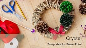  Presentation with diy - Colorful PPT theme enhanced with woman doiing diy festive decorations at home backdrop and a lemonade colored foreground