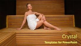  Presentation with steam - Theme enhanced with woman-doing-a-steam-bath background and a tawny brown colored foreground