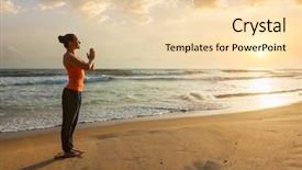  Presentation with sunset beach - Colorful theme enhanced with woman doing ashtanga vinyasa yoga backdrop and a lemonade colored foreground