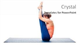  Presentation with stretch - Theme with woman doing ashtanga vinyasa yoga asana urdhva mukha paschimottanasana - upward facing intense west stretch isolated on white background and a white colored foreground