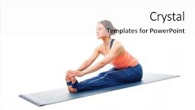  Presentation with yoga - Slide deck with woman doing ashtanga vinyasa yoga asana paschimottanasana - seated forward bend pose isolated on white background background and a white colored foreground
