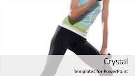  Presentation with workout - Cool new slide set with woman doing biceps workout on white isolated background backdrop and a white colored foreground