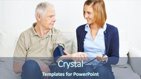  Presentation with patient monitoring - Presentation theme having woman doing blood pressure monitoring background and a ocean colored foreground