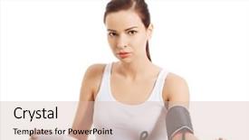  Presentation with blood test - Beautiful PPT theme featuring woman doing blood pressure test backdrop and a lemonade colored foreground