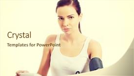  Presentation with blood test - PPT theme having woman doing blood pressure test background and a  colored foreground