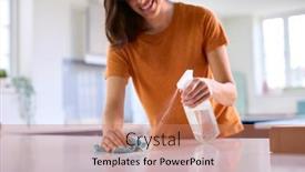  Presentation with spray - Presentation with woman-doing-chores-in-kitchen background and a coral colored foreground