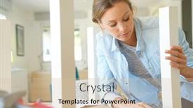  Presentation with diy - Audience pleasing PPT layouts consisting of woman doing diy work assembling furniture at home backdrop and a soft green colored foreground