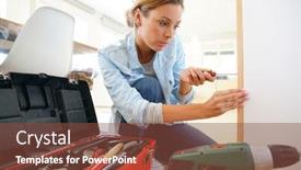  Presentation with diy - Slide deck featuring woman-doing-diy-work background and a tawny brown colored foreground