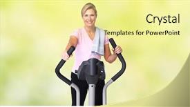  Presentation with exercise trainer - Colorful presentation theme enhanced with woman doing exercise on elliptical backdrop and a blonde colored foreground