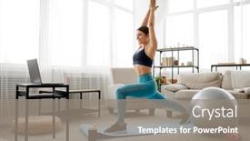  Presentation with pilates - Presentation featuring woman-doing-exercise-online-pilates background and a gray colored foreground