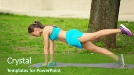  Presentation with exercise kids kid doing fitness - Presentation theme consisting of woman doing exercise with dumb background and a tawny brown colored foreground