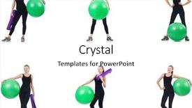  Presentation with exercise kids kid doing fitness - Slides enhanced with woman doing exercises with fitball background and a  colored foreground