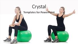  Presentation with exercise kids kid doing fitness - Slides having woman doing exercises with fitball background and a  colored foreground