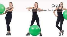  Presentation with exercises - Theme with woman doing exercises with fitball background and a  colored foreground