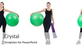  Presentation with exercise kids kid doing fitness - PPT layouts featuring woman doing exercises with fitball background and a white colored foreground