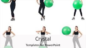  Presentation with exercise kids kid doing fitness - Slide deck featuring woman doing exercises with fitball background and a  colored foreground