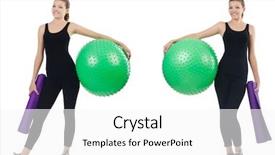  Presentation with exercises - Amazing presentation having woman doing exercises with fitball backdrop and a  colored foreground