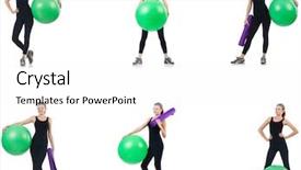  Presentation with exercises - Slide deck having woman doing exercises with fitball background and a white colored foreground