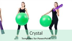  Presentation with exercise kids kid doing fitness - PPT layouts having woman doing exercises with fitball background and a seafoam green colored foreground