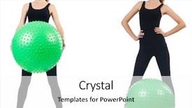  Presentation with exercises - Presentation design with woman doing exercises with fitball background and a white colored foreground