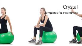  Presentation with exercises - Colorful presentation theme enhanced with woman doing exercises with fitball backdrop and a white colored foreground