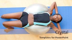  Presentation with gym - Slide set featuring woman doing fitness in gym background and a  colored foreground