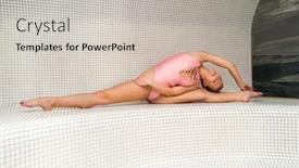  Presentation with steam - Audience pleasing presentation theme consisting of woman doing gymnastic exercises in a steam room backdrop and a light gray colored foreground