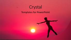  Presentation with gymnastics - Cool new PPT theme with gymnast somersaulting - woman doing gymnastics backdrop and a red colored foreground