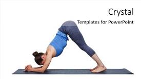  Presentation with sun salutation - Amazing slide deck having woman doing hatha yoga surya backdrop and a white colored foreground