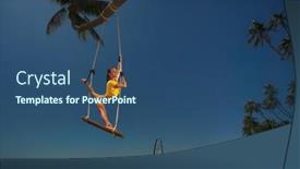  Presentation with palm tree - Presentation theme enhanced with woman-doing-longitudinal-twine-exercises background and a ocean colored foreground