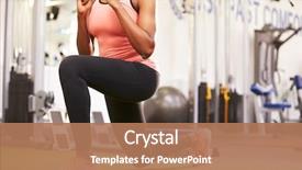 Presentation with crop - Audience pleasing presentation design consisting of woman doing lunges backdrop and a coral colored foreground