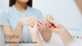  Presentation with nail salon - Presentation theme consisting of doing manicure in nail salon background and a soft green colored foreground